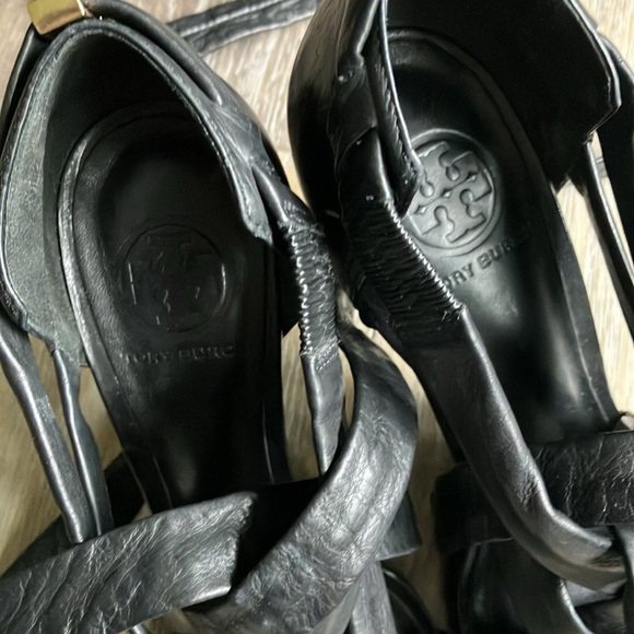 Tory Burch made in Brazil super soft, black leather lace up heels size 9 - Picture 3 of 7
